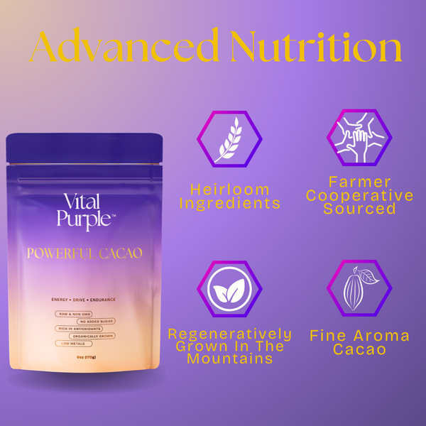 Purple Cacao Powder | Organic High Flavanol Cocoa Powder | 25% Fat- Ship Date 11.20