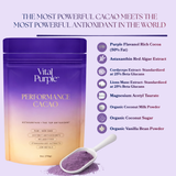 A list of the ingredients in the new Vital Purple Mushroom Cacao Drink