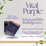 A picture presenting Astaxanthin Chocolate from Vital Purple and the amount of Astaxanthin per square
