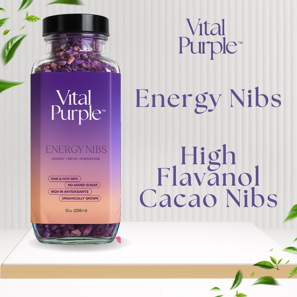 High Flavanol Cocoa Nibs 10 oz | High Antioxidant | Low Cadmium | Raw Cacao | Purple Cocoa