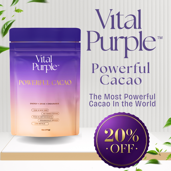 Purple Cacao Powder | Organic High Flavanol Cocoa Powder | 25% Fat- Ship Date 11.20