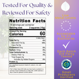 A picture of the nutrition facts of the purple cocoa product