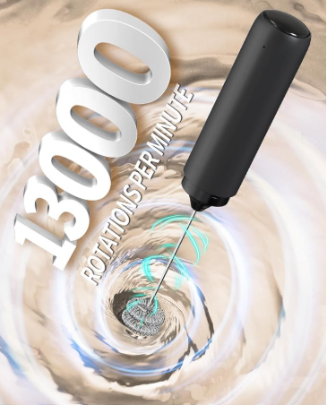 Powerful, Rechargeable Coffee/Cacao Frother Dual Coil Whisk Head Electric