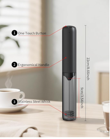 Powerful, Rechargeable Coffee/Cacao Frother Dual Coil Whisk Head Electric