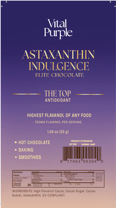 Astaxanthin Indulgence - 15mg per serving | Purple Chocolate | High Flavanol Chocolate- Ship Date 11.20