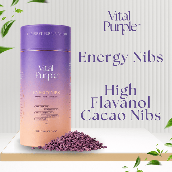 High Flavanol Cocoa Nibs 10 oz | High Antioxidant | Low Cadmium | Raw Cacao | Purple Cocoa - Vital Purple