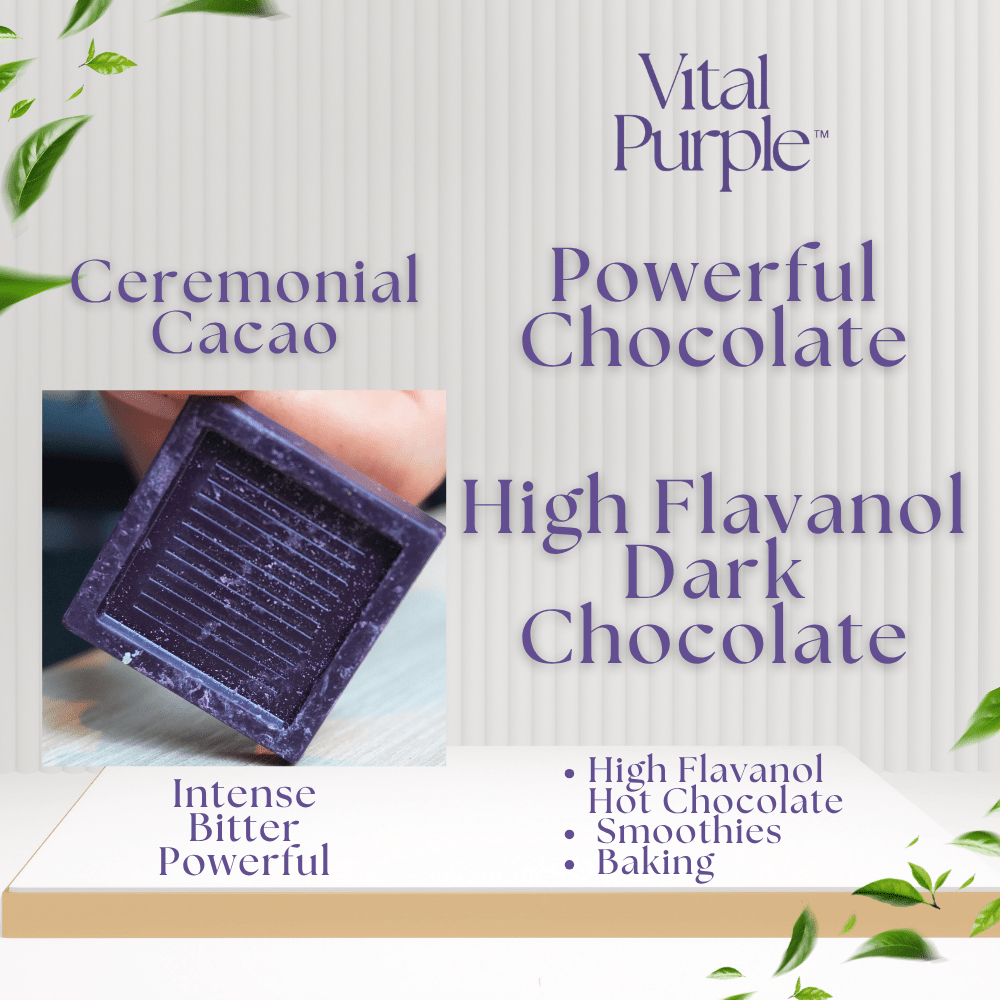 High Flavanol Dark Chocolate | 4 oz | 100% Dark Chocolate | Bitter | Intense - Vital Purple