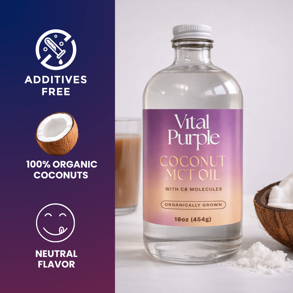MCT Oil - Fractionated Coconut Oil - C8 - Organically Grown - Vital Purple