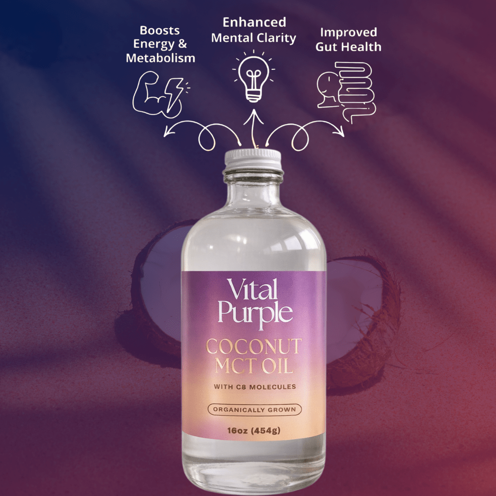 MCT Oil - Fractionated Coconut Oil - C8 - Organically Grown - Vital Purple