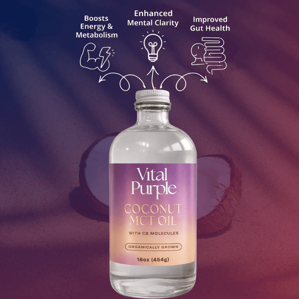 MCT Oil - Fractionated Coconut Oil - C8 - Organically Grown - Vital Purple