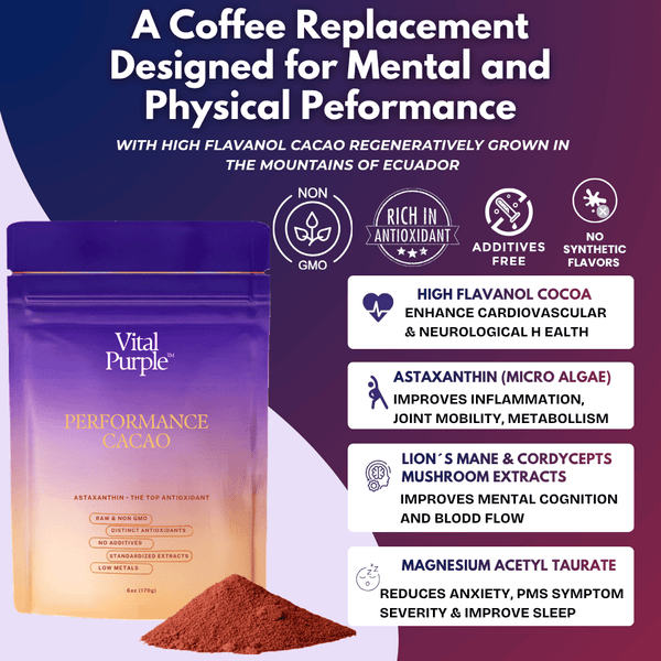 Mushroom Cocoa, Astaxanthin, Cocoa Flavanols, Magnesium Taurate - Vital Purple