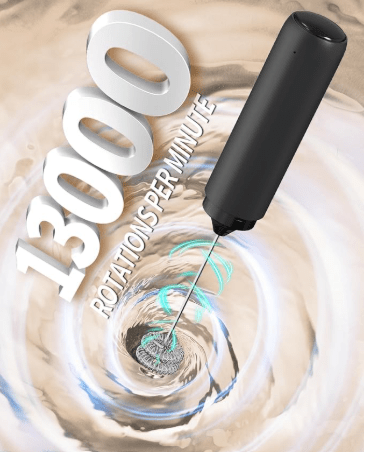 Powerful, Rechargeable Coffee/Cacao Frother Dual Coil Whisk Head Electric - Vital Purple